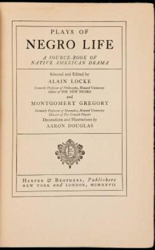 Plays of Negro Life: A Source-Book of Native American Drama