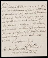 Autograph Letter, signed, from a Colorado Senator, denouncing college fraternities