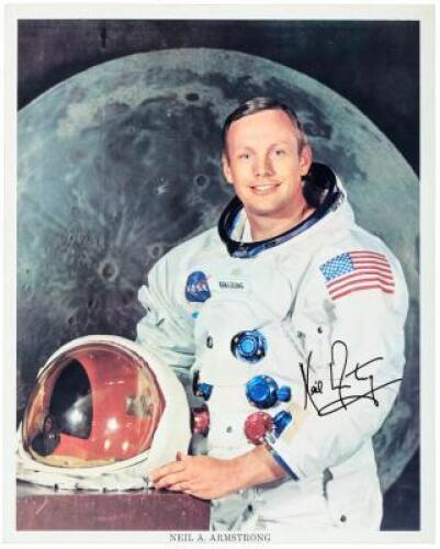 WITHDRAWN - NASA color lithograph portrait, signed by Neil Armstrong