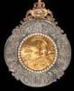 Elaborate presentation medal, made in San Francisco in 1871 of 14kt and 24kt gold, silver and encrusted with diamonds, rubies and pearls, for presentation to California Pioneer Dr. John F. Morse (1816-1875) of Sacramento and later San Francisco by the Int - 7