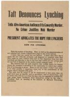 Rare 1912 Republican political campaign leaflet for Black voters - President Taft denounces Lynching