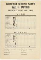 Scorecard for a baseball game between Yale and Harvard