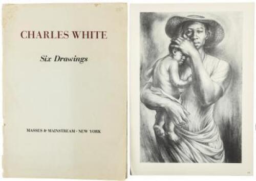 Portfolio of six lithographic reproductions of Charles White&rsquo;s powerful black-and-white drawings
