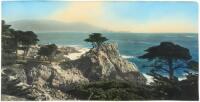 Tinted photograph looking from the Monterey Peninsula south towards the Carmel Highlands