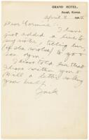 Letter from Jack London, written from Korea, to Corinne [Maddern]