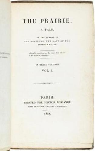 The Prairie, A Tale