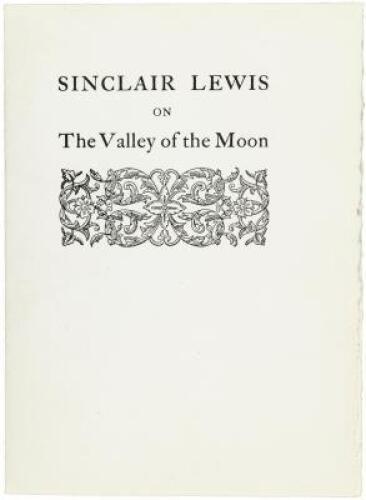 Sinclair Lewis on The Valley of the Moon