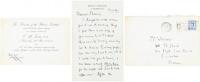 Autograph letter, signed, to Mrs. Florence Whichelo, his cousin by marriage