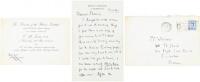 Autograph letter, signed, to Mrs. Florence Whichelo, his cousin by marriage