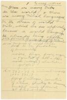 Three pencil holograph pages of notes by Jack London for essay ideas