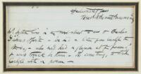 WITHDRAWN - Closing signature clipped from a letter along with a five-line postscript mentioning Lytton, Dickens & Carlyle