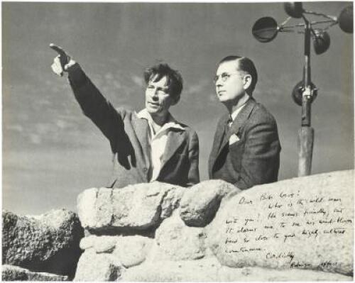 Inscribed photograph of Robinson Jeffers and Robert Gros