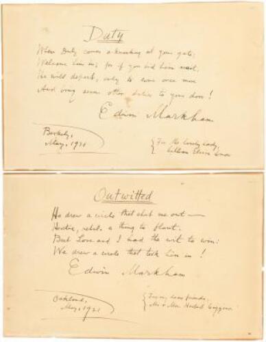 Two manuscript poems by Markham