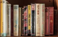 Shelf of fifteen miscellaneous volumes