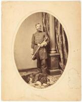 Large portrait of a Union officer, his dog resting at his feet