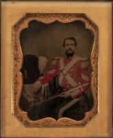 Hand-tinted ambrotype of a sergeant believed to be in the First Light Infantry Company of Providence, Rhode Island