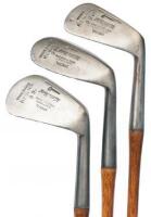 Matched set of three Willie Kidd Tom Stewart Irons with "WK" on the face