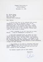 Typed Letter Signed from Bobby Jones to Walter Hagen, wishing him a happy 73rd birthday