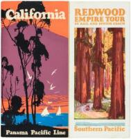 Two California travel brochures with illustration by San Francisco artist Maurice Logan