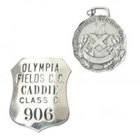 Sterling Silver Medal and Caddie Badge from two Illinois Country Clubs - Olympia Fields and Milothian