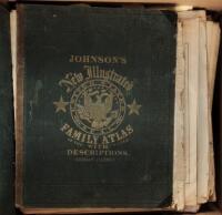 Six worn, partial or disbound copies of Johnson's New Family Atlas
