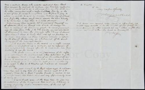 Autograph Letter, signed, from a future leader of the Virginia Secession