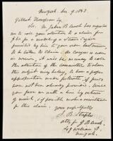 Autograph Letter, signed, as attorney for Jabez. B. Crook regarding a steam engine model presented to the Chinese Emperor