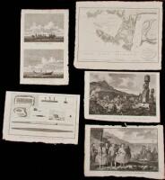 Five copper-engraved plates from the atlas volume of Voyage de La P&eacute;rouse