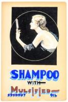 Two original Art Deco-style color poster paintings, as advertisements for Coty’s Perfume and a Shampoo