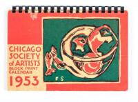 2 Block Print calendars by the Chicago Society of Artists, 1953 and 1956