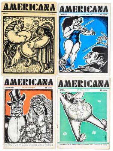 “Americana", 7 issues of rare 1930s left-wing "Magazine of Pictorial Satire” - George Grosz, E.E.Cummings, James Thurber, Nathanael West, et al