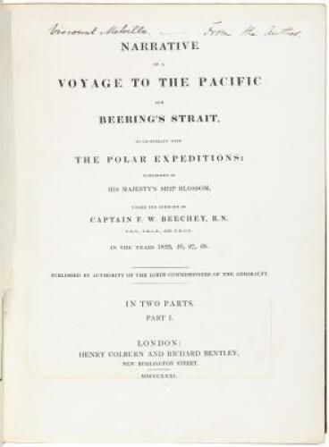 Narrative of a Voyage to the Pacific and Beering's Strait, to Co-operate with the Polar Expeditions: Performed in His Majesty's Ship Blossom Under the Command of Captain F.W. Beechey, R.N. in the Years 1825, 26, 27, 28