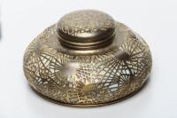 Tiffany round inkwell with pine needle design