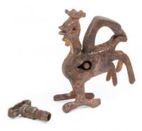 Iranian bronze lock in image of a rooster