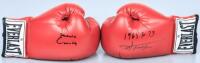 Ali/Clay & Frazier Signed Pair of Boxing Gloves in Display Case