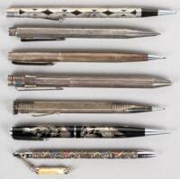 Seven silver filled and sterling mechanical pencils