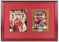 Sports Illustrated covers signed by Jerry Rice and Steve Young, matted and framed together