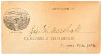 Souvenir card signed by James Marshall, the discoverer of gold in California