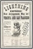 Lightning Express! New Arrangement, May 1st! Through Trains Daily Between Virginia and San Francisco Via Vallejo... Only One Transfer. Baggage Checked Through...