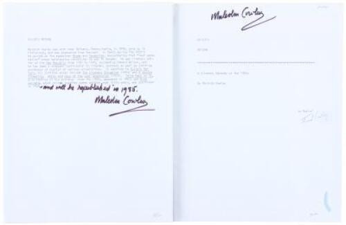 An excerpt from Exile's Return, signed by Cowley fourteen times