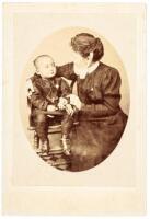 Cabinet Card photograph of white missionary with a Chinese child she "rescued" in San Francisco Chinatown