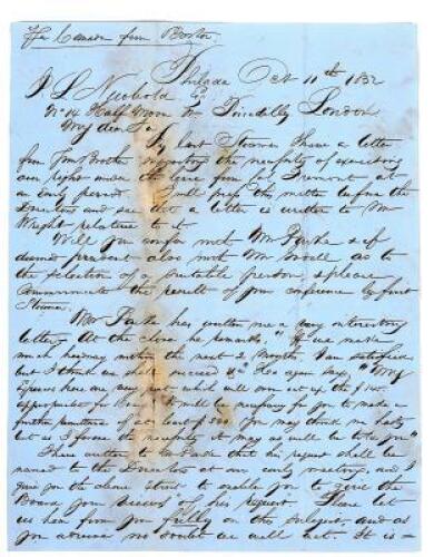 1852 letter about John Fremont's California gold mines