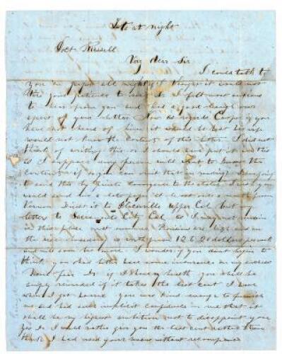 Placerville letter by a Gold Rush prospector from Ohio