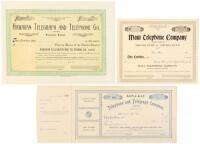 Three stock certificates for early Hawaiian telephone companies