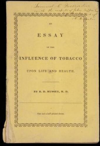 An Essay on the Influence of Tobacco Upon Life and Health