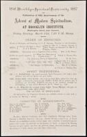 Small broadside for a &ldquo;Celebration of 34th Anniversary of the Advent of Modern Spiritualism at Brooklyn Institute&rdquo;. March 31, 1882