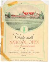 Thirty-ninth National Open Golf Championship, Oakmont Country Club, PA, June 6-8, 1935. Official Souvenir Book and Program