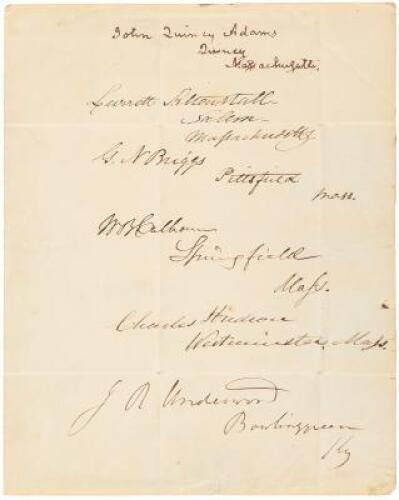 Autograph of John Quincy Adams and eleven other prominent Whig Members of Congress