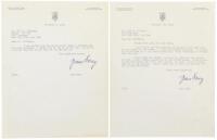 Four typed letters, signed, from Grey to Fred Feldkamp, editor of "For Men" magazine