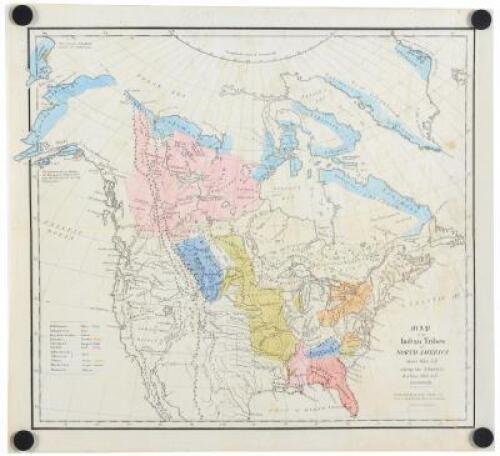 Map of the Indian Tribes of North America about 1600 A.D. along the Atlantic; & about 1800 A.D. Westwardly